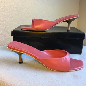 Colin Stuart - Low Heel Coral Leather Sandals - 8